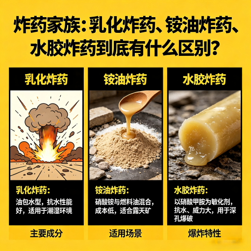新安炸药家族：乳化炸药、铵油炸药、水胶炸药到底有什么区别？